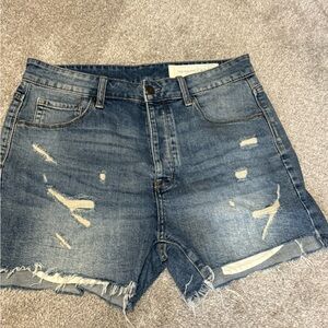 Treasure & Bond Blue Jean Shorts Distressed Mid-Rise